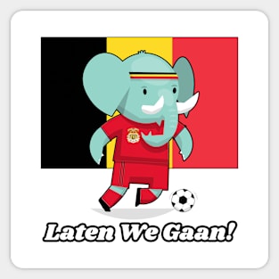 ⚽ Belgium Football, Cute Elephant Kicks Ball, Laten We Gaan! Score! Sticker